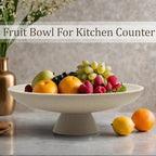 LIN CHUAN Large Decorative Bowl, Resin Pedestal Fruit Bowl, Beige - Image 4