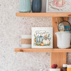 Fall Pumpkin Eucalyptus Botanical Wood Box Sign Desk Decor 5X5 - Image 5