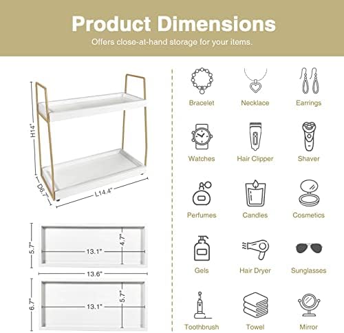 Forbena Bathroom Organizer Countertop, Gold Bathroom Counter Sink Organizer - Image 2