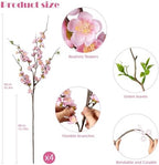 Pink Cherry Blossom Branches Artificial Plum Blossom Fake Flowers Artificial Flowers Silk Flowers 4PCS 35.4'' Long Stem Artificial Flowers for Tall Vase for Indoor Home Decoration,No Vase - Image 2