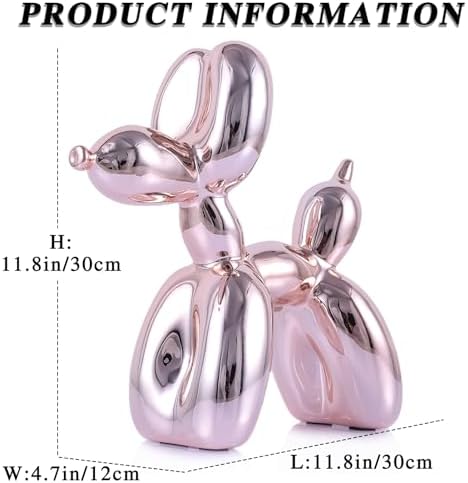 balloon dog sculpture modern home decor Collectible Figurines funky statues for bedroom trendy Animal living room decor Art resin decoration office standing deskdecor (11.8*11.8*4.7inch, pink) - Image 3