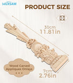 1Pc Wood Carved Appliques Onlays Unpainted Carving Decals Mouldings Trim - Image 2