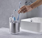 Joseph Joseph EasyStore Stainless-Steel Toothbrush Holder Bathroom Storage Countertop Organizer Caddy, Small - Image 6