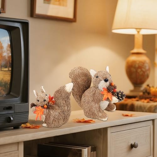 winemana Set of 2 Fall Decorations for Home Squirrels Table Decor - Image 6