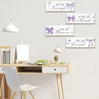4 Pcs Purple Bow Wall Decor, Light Purple Coquete Room Decor for Teen Girls, Inspirational Positive Affirmations Wall Wooden Hanging Sign Bathroom Art - Image 5