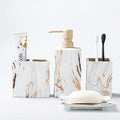 RQYIXI Ceramic Bathroom Accessories Set,Gold,4 Piece,Marble Design by RQYIXI