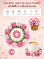 Crochet Flower Bouquet Coasters, Cotton Tulip Gifts for Home Decor 1Pc - Image 2