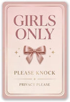Girls Only Door Sign, Pink Room Decor for Teen Girls, 8 x 12 Inch by EudaBlos
