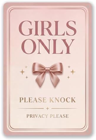 Girls Only Door Sign, Pink Room Decor for Teen Girls, 8 x 12 Inch by EudaBlos