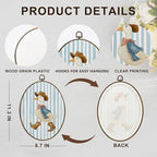 dvhdajed Trendy Western Cowboy Goose Oval Wall Art Decor, Rustic Cowboy Hat Farm Animal Framed Canvas Art, Light Blue Striped Goose Wall Hanging Decor for Toddler Room Bedroom Bathroom, 8.7x11.3 Inch - Image 7