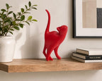 7 Inch Red Proud Cat Statue - Image 4