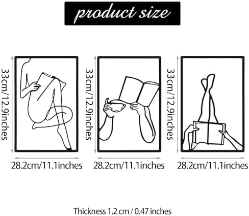 CHENGU 3 Pieces Metal Minimalist Abstract Woman Wall Art Line Drawing Wall Art Decor Single Line Female Home Hanging for Kitchen Bathroom Living Room - Image 2