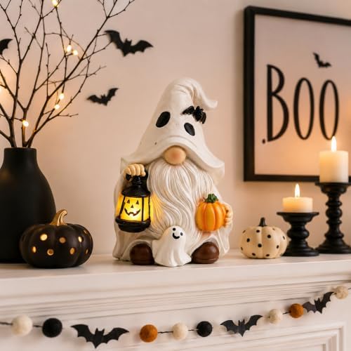 Lighted Halloween Gnome Decor Resin Ghost Figurine Gifts - Image 6