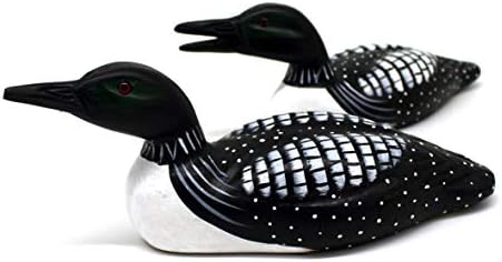 CVHOMEDECO. Primitives Hand Engraving and Painted Wood Loons Rustic Figurine Decorative Accent, Set of 2 by CVHOMEDECO