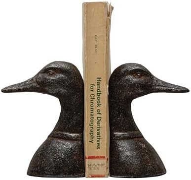 Creative Co-Op Decorative Distressed Cast Metal Duck Head Bookends, Black, Set of 2 by Unknown