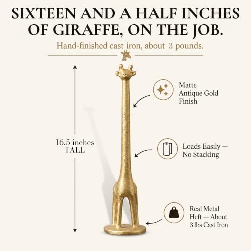 WallCharmers Gold Giraffe Paper Towel Holder & Metal Toilet Paper Stand - Image 3