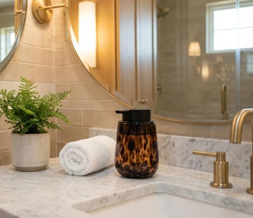 Modern Glass Liquid Hand Soap Dispenser,Amber Soap Dispenser - Image 2