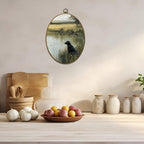 CUANFDDSF Vintage Black Labrador Landscape Oval Wall Art Decor, Countryside Cottagecore Farmhouse Cabin Wall Hanging Decor, French Country Framed Canvas Prints for Bedroom Living Room, 8.6x11.4 Inch - Image 5