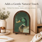 Wooden Sign with Stand Decoration, Mallard Duck Decor Arched Wood Frame Tabletop Decor, Funny Duck Retro Whimsical Print for Bedroom Living Room Desk Mantel Bookshelf Cabin Office - Image 2