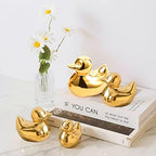 Golden Ceramic Duck Figurines，Home Decor Animal Sculptures and Statues Handmade Artware Decor,Mini Duck Sets 3 PCS - Image 6