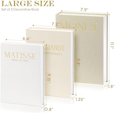 Set of 3 Decorative Books for Home Decor, Faux Books for Bookshelf - Image 2