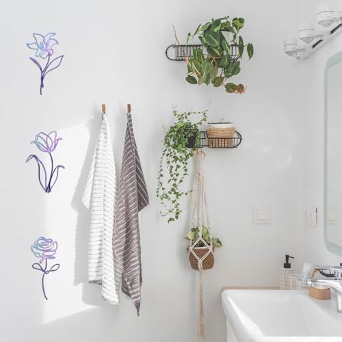Oubasa Metal Flowers Wall Arts Decor for Bathroom, 6x10 Inches Set of 3 - Image 2