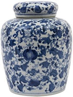 Creative Co-Op Medium Decorative Ceramic Ginger Jar with Lid, Blue and White Floral Pattern - Image 3