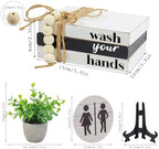 Bathroom Shelf Decor Signs with Bookstack, 3D Round Signs & Fake Plants - Image 2