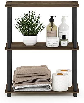Furinno TURN-N-TUBE Storage Shelves, 3-Tier Book Shelf, Corner Shelf, Toolless Open Shelves, for Organization and Storage, Living Room, Garage, Home Office, Columbia Walnut - Image 3