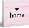Home Sign, Home Signs for House Decor, Welcome Sign, Rustic Farmhouse Desk Decor Wood Block Box Plaque for Living Room Wall Shelf, Housewarming Gifts (Pink) by ANIANG