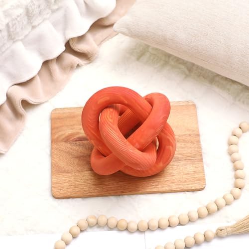 Yalikop 3 Link Wood Knot Decor Rustic Table Shelf Accents, Orange - Image 6