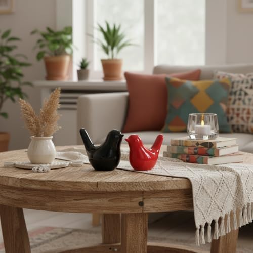 Small Ceramic Bird Statue and Sculpture for Home Decor Accents,Modern Animal Ornaments for Living Room,Bedroom,Coffee Table Centerpiece,Bookshelf,Cabinets,Cute Knick Knacks for Shelves (Black Red) - Image 6