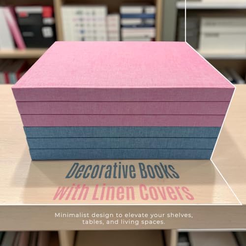 Decorative Linen Book Set – Set of 3 Extra Large Real Books | Coffee Table & Shelf Mantle Decor | Modern Home Decoration | Guest Book Journals | Extra Large Journals (Pink) - Image 2