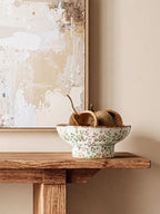 LE TAUCI 10" Ceramic Decorative Bowl, Key Bowl for Entryway, Handcrafted Sturdy Pedestal Bowl, French Country Fruit Bowl for Kitchen Counter, Centerpiece, Vine Green - Image 4