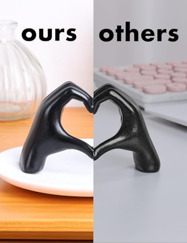 Modern Gold Heart Hands Sculpture, Decorative Table Art, Love Symbol Home Decor (Black) - Image 6
