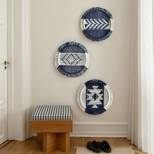 3Pcs macrame Wall Decor Round Woven Wall Art Boho Geometric 10.2"W*10.2"L - Image 4