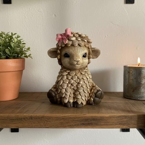 Rustic Baby Lamb Figurine for Home Décor – Cute Farmhouse Animal Ornament for Nursery or Shelf – Handcrafted Resin Sheep Statue Gift for Baby Shower, Easter, or Mother’s Day – Bo The Lamb - Image 2