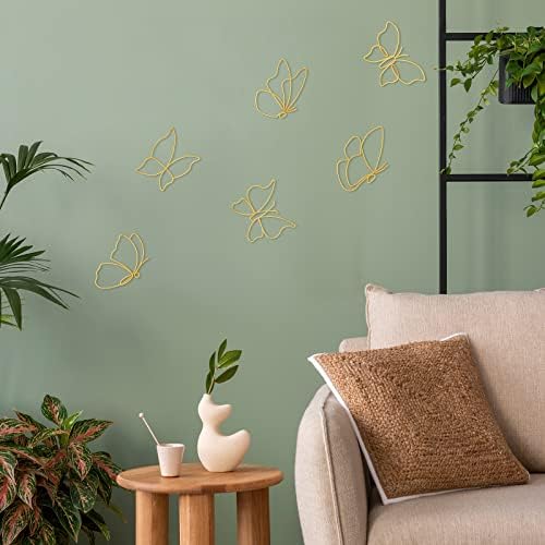 Hotop 6 Pieces Gold Metal Butterfly Wall Decor Wired Butterflies Wall Art - Image 7