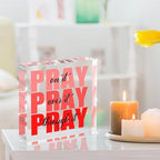 Red Room Decor, Inspirational Christian Gifts for Women, Red Dorm Bathroom Room Decoration, Office Decor for Women, Acrylic Office Desk Accessories Decoration Wall Art Sign - Pray through it - Image 3