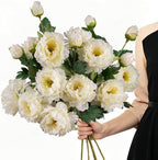Silk Peony Artificial Flowers, 4 Pcs 31.5", Light Apricot - Image 3