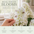 Ttranewsoo Hydrangea Artificial Flowers,Fall Hydrangeas Artificial Flowers, Fake Fall Dried Hydrangea Decoration,Faux Silk Flower with Stems Winter Decor Without Vase White 8PCS - Image 4