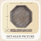 Wooden Decorative Tray, Small Serving Tray with Wood Bead, Farmhouse Big Tray for Ottoman, Countertop, Coffee Tabl, 13" x 13"x 1.6" (Retro Brown) - Image 2