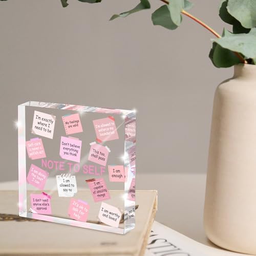 Female Desk Decor, 4x4 Inch Pink Acrylic, Motivational Quotes, Inspirational Desk Decor, Girls Dorm Must-Have, Positive Affirmation Gift for Women - Image 4