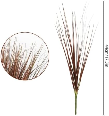 20Pcs Artificial Onion Grass Fake UV Resistant Outdoor Shrubs Plants Flowers Greenery Stems Faux Wheat Grass for Garden Window Box Porch Decor Home Red - Image 3