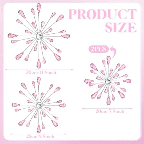 Hicarer 4 Pcs Starburst Wall Decor, Bling Metal Wall Art, Pink - Image 4