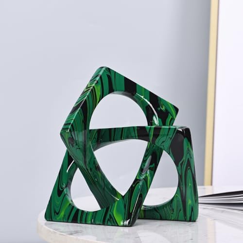 Modern Geometric Sculpture Emerald Green Knot Statue Decor, Home Bookcase Centerpiece Jax Decorative, Tabletop Sculpture and Figurines for Home Decor Accent, Cube Decorative - Image 5