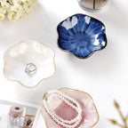 JAMEND CLXP 2PCS Lotus Leaf Shape Ring Holder Dish, Small Key Bowl, Ceramic Trinket Tray Jewelry Dish Organizing Necklace Earrings for Mom Friend Sister, All Jewelries Are NOT Included. Blue+Pink.… - Image 3