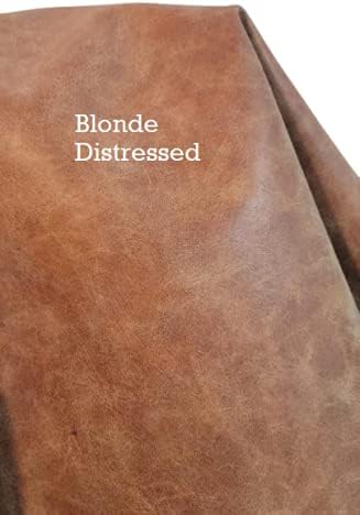 NAT Leathers | Blonde Light Tan Distressed Faux Leather material PU Sheet by NATLeathers