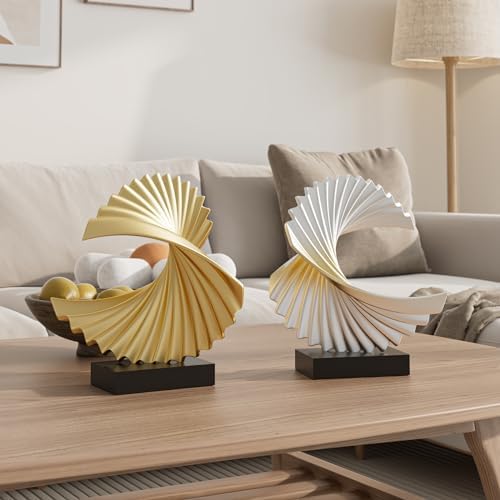 Ocean Wave Statue Abstract Decor,Office Decor Shelf Accents for Men,Silver - Image 2
