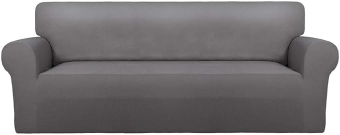 PureFit Stretch Oversized Couch Covers Fleece Sofa Slipcovers Light Gray | by PureFit
